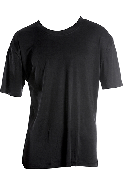 Basic T-Shirt, 100% Seide, Interlock, Schwarz, XL